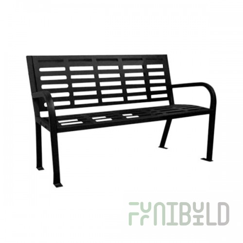 Paris Site Furnishings Lasting Impressions 4' Black Steel Park Bench 48