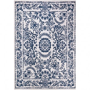 Abani Parker Collection 4' x 6' Cream / Blue Traditional Floral Medallion Area Rug