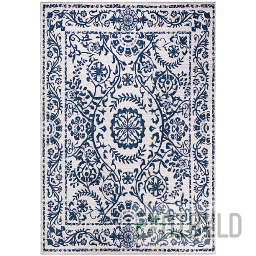 Abani Parker Collection 4' x 6' Cream / Blue Traditional Floral Medallion Area Rug