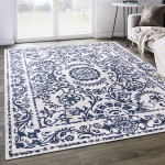Abani Parker Collection 4' x 6' Cream / Blue Traditional Floral Medallion Area Rug Abani Parker Collection 4' x 6' Cream / Blue Traditional Floral Medallion Area Rug