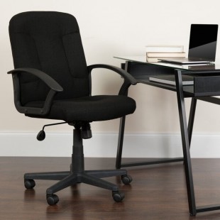 Flash Furniture GO-ST-6-BK-GG Mid-Back Black Fabric Office Chair with Nylon Arms Flash Furniture GO-ST-6-BK-GG Mid-Back Black Fabric Office Chair with Nylon Arms