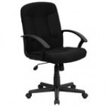 Flash Furniture GO-ST-6-BK-GG Mid-Back Black Fabric Office Chair with Nylon Arms Flash Furniture GO-ST-6-BK-GG Mid-Back Black Fabric Office Chair with Nylon Arms