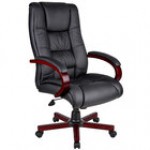 Boss B8991-C Black High Back Executive Chair with Cherry Wood Finish Boss B8991-C Black High Back Executive Chair with Cherry Wood Finish