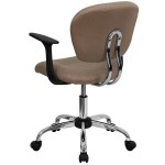 Flash Furniture H-2376-F-COF-ARMS-GG Mid-Back Coffee Mesh Office Chair with Nylon Arms and Chrome Base Flash Furniture H-2376-F-COF-ARMS-GG Mid-Back Coffee Mesh Office Chair with Nylon Arms and Chrome Base