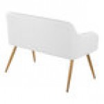 LumiSource Daniella White Faux Leather High-Back Bench with Armrests and Gold Steel Frame LumiSource Daniella White Faux Leather High-Back Bench with Armrests and Gold Steel Frame