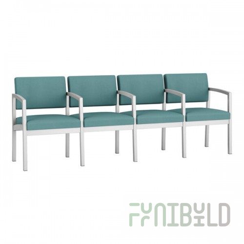 Lesro Lenox Steel Patriot Plus Sea Vinyl 4-Seat Sofa with Center Arms