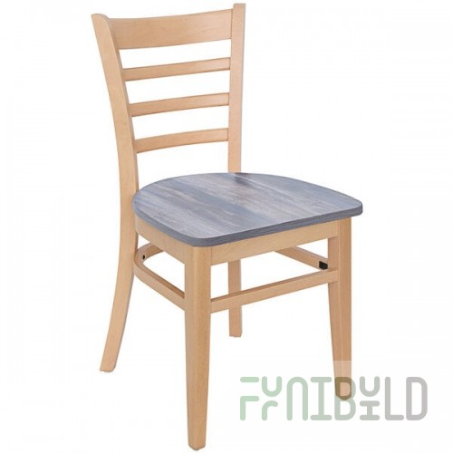 BFM Seating Berkeley Natural Beechwood Ladder Back Side Chair with Relic Chestnut Seat