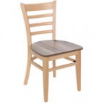 BFM Seating Berkeley Natural Beechwood Ladder Back Side Chair with Relic Chestnut Seat