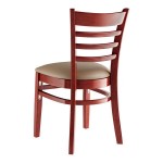 Lancaster Table & Seating Mahogany Finish Wood Ladder Back Chair with Taupe Vinyl Seat - Assembled