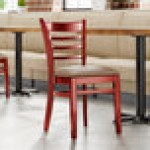 Lancaster Table & Seating Mahogany Finish Wood Ladder Back Chair with Taupe Vinyl Seat - Assembled