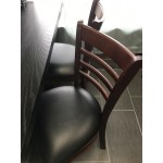Lancaster Table & Seating Mahogany Finish Wood Ladder Back Chair with Taupe Vinyl Seat - Assembled