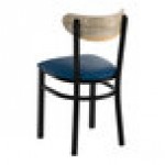 Lancaster Table & Seating Boomerang Black Finish Chair with Navy Vinyl Seat and Driftwood Back