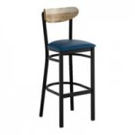 Lancaster Table & Seating Boomerang Black Finish Chair with Navy Vinyl Seat and Driftwood Back