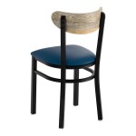 Lancaster Table & Seating Boomerang Black Finish Chair with Navy Vinyl Seat and Driftwood Back