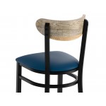 Lancaster Table & Seating Boomerang Black Finish Chair with Navy Vinyl Seat and Driftwood Back