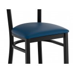Lancaster Table & Seating Boomerang Black Finish Chair with Navy Vinyl Seat and Driftwood Back