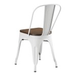 Lancaster Table & Seating Alloy Pearl White Indoor Cafe Chair with Walnut Wood Seat Lancaster Table & Seating Alloy Pearl White Indoor Cafe Chair with Walnut Wood Seat