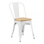 Lancaster Table & Seating Alloy Pearl White Indoor Cafe Chair with Walnut Wood Seat Lancaster Table & Seating Alloy Pearl White Indoor Cafe Chair with Walnut Wood Seat