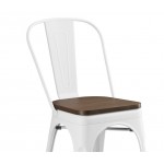 Lancaster Table & Seating Alloy Pearl White Indoor Cafe Chair with Walnut Wood Seat Lancaster Table & Seating Alloy Pearl White Indoor Cafe Chair with Walnut Wood Seat