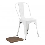 Lancaster Table & Seating Alloy Pearl White Indoor Cafe Chair with Walnut Wood Seat Lancaster Table & Seating Alloy Pearl White Indoor Cafe Chair with Walnut Wood Seat