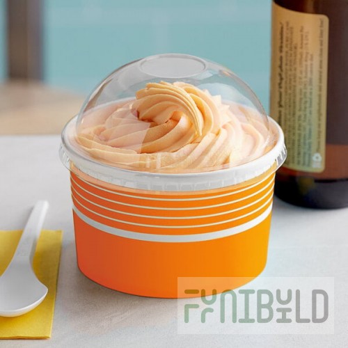Choice 16 oz. Orange Paper Frozen Yogurt / Food Cup with Dome Lid - 50/Case