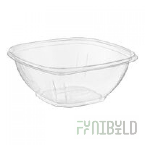 Sabert 15016B500 Bowl2 16 oz. Clear PET Square Deli / Catering Bowl - 500/Case