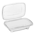 Inline Plastics Safe-T-Chef 35 oz. Tamper-Resistant, Tamper-Evident Vented Rectangular Hinged Container with Dome Lid - 128/Case