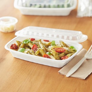 Choice 16 oz. White Rectangular Microwavable Heavy Weight Container with Lid - 150/Case Choice 16 oz. White Rectangular Microwavable Heavy Weight Container with Lid - 150/Case