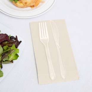 Creative Converting 95161 Ivory 3-Ply Guest Towel / Buffet Napkin - 192/Case
