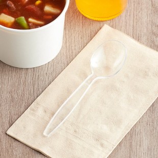 Choice Clear Heavy Weight Polystyrene Plastic Soup Spoon - 100/Pack