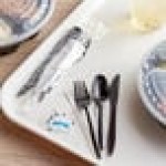 Choice Medium Weight Black Wrapped Polypropylene Plastic Cutlery Set with Napkin and Salt and Pepper Packets - 500/Case