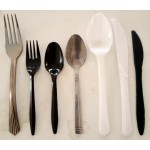 Choice Medium Weight Black Wrapped Polypropylene Plastic Cutlery Set with Napkin and Salt and Pepper Packets - 500/Case