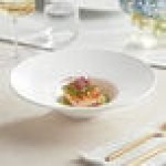 Acopa Cordelia 8 oz. Bright White Embossed Wide Rim Porcelain Gourmet Bowl - Sample Acopa Cordelia 8 oz. Bright White Embossed Wide Rim Porcelain Gourmet Bowl - Sample