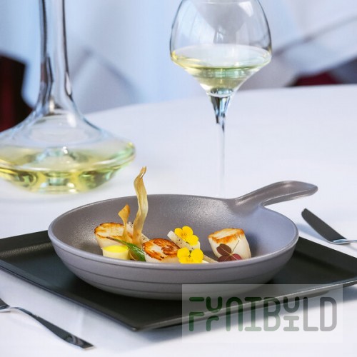 RAK Porcelain Chef's Fusion 5 oz. Stone Gray Porcelain Frying Pan - 12/Case
