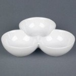 CAC COL-40 White Three Bowl Tasting Dish with Handle 8 CAC COL-40 White Three Bowl Tasting Dish with Handle 8