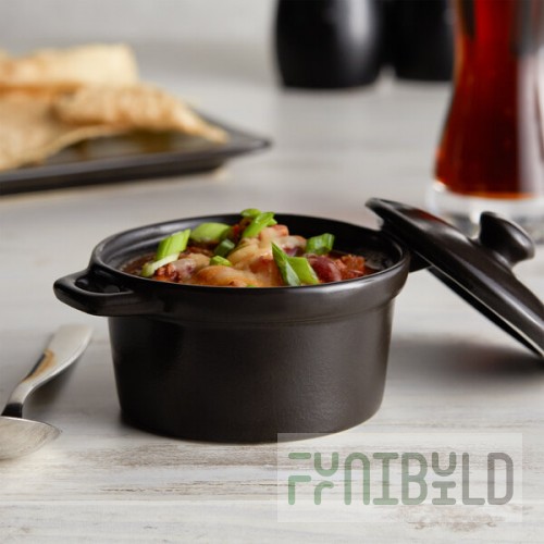 Acopa Keystone 8 oz. Caldera Stoneware Mini Casserole Dish with Lid - 6/Case