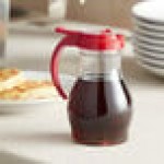 Vollrath 1414-02 Dripcut® 16 oz. Clear Polycarbonate Teardrop Syrup Server with Red Top Vollrath 1414-02 Dripcut® 16 oz. Clear Polycarbonate Teardrop Syrup Server with Red Top