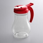 Vollrath 1414-02 Dripcut® 16 oz. Clear Polycarbonate Teardrop Syrup Server with Red Top Vollrath 1414-02 Dripcut® 16 oz. Clear Polycarbonate Teardrop Syrup Server with Red Top