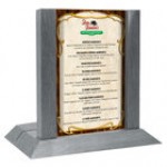 Menu Solutions WDAFR-A Black Wood Menu Holder / Tent with 4 Menu Solutions WDAFR-A Black Wood Menu Holder / Tent with 4