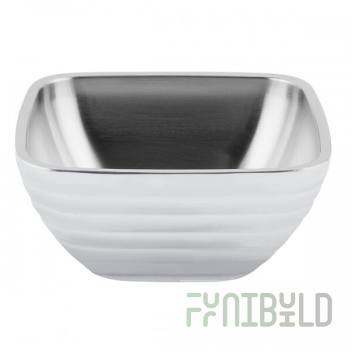 Vollrath 4763450 Double Wall Square Beehive 3.2 Qt. Serving Bowl - Pearl White
