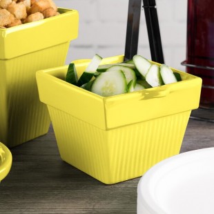 TableCraft CW1460Y 1.5 Qt. Yellow Cast Aluminum Square Condiment Bowl TableCraft CW1460Y 1.5 Qt. Yellow Cast Aluminum Square Condiment Bowl
