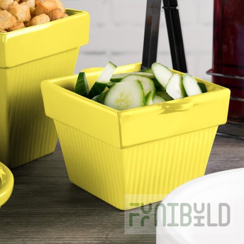 TableCraft CW1460Y 1.5 Qt. Yellow Cast Aluminum Square Condiment Bowl