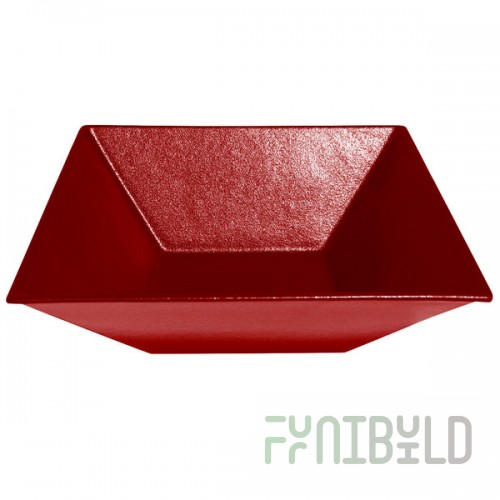 G.E.T. Enterprises BSD16-MOD-FR Bugambilia 13.5 Qt. Smooth MOD Finish Fire Red Resin-Coated Aluminum XL Deep Square Bowl