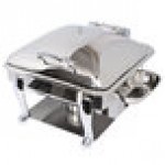 Eastern Tabletop 3964S Crown 4 Qt. Stainless Steel Square Induction / Traditional Chafer with Freedom Stand and Hinged Dome Cover Eastern Tabletop 3964S Crown 4 Qt. Stainless Steel Square Induction / Traditional Chafer with Freedom Stand and Hinged Dome Cover