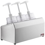 Steril-Sil 30 oz. 3-Compartment Stainless Steel Condiment Dispenser Kit with Gray Cylinders and Dome Top Pump Lids