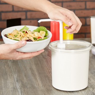 Cambro 1.7 Qt. White Insulated ColdFest Condiment Dispenser Kit with Standard Pump and Cover Cambro 1.7 Qt. White Insulated ColdFest Condiment Dispenser Kit with Standard Pump and Cover