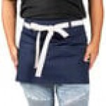 Uncommon Chef 3103 Navy Customizable Poly-Cotton Beltway Waist Apron with Natural Webbing and 3 Pockets - 14