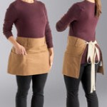 Uncommon Chef 3103 Navy Customizable Poly-Cotton Beltway Waist Apron with Natural Webbing and 3 Pockets - 14
