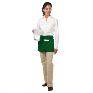 Chef Revival Kelly Green Poly-Cotton Customizable Waist Apron with 3 Pockets - 12