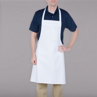 Chef Revival White Poly-Cotton Economy Customizable Bib Apron with 1 Pocket - 34